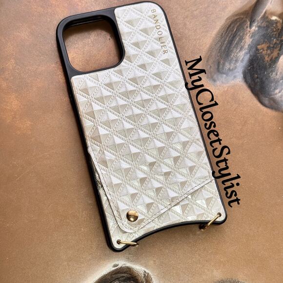BANDOLIER Pyramid Studs iPhone 13 Pro Max RARE CASE Purse NEW! pouch gold unisex - Picture 1 of 11